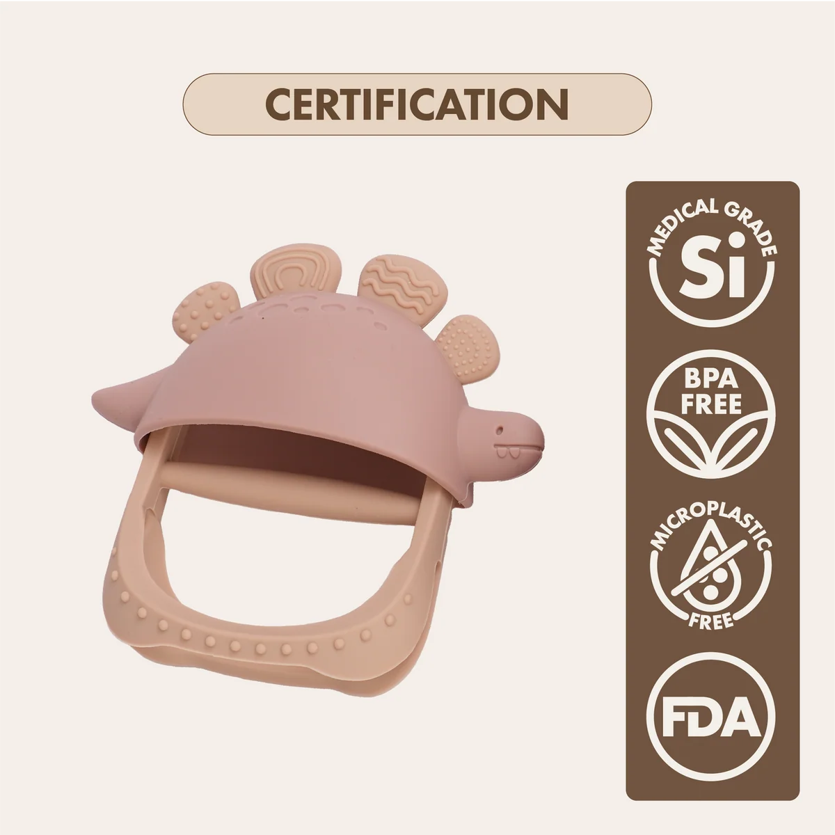 Dino Soothe Teether | Blush