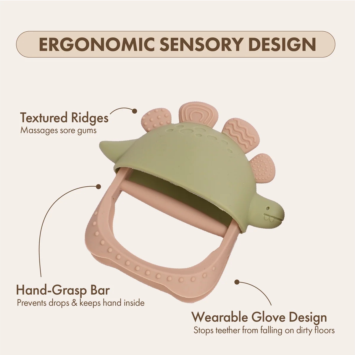 Dino Soothe Teether | Sage
