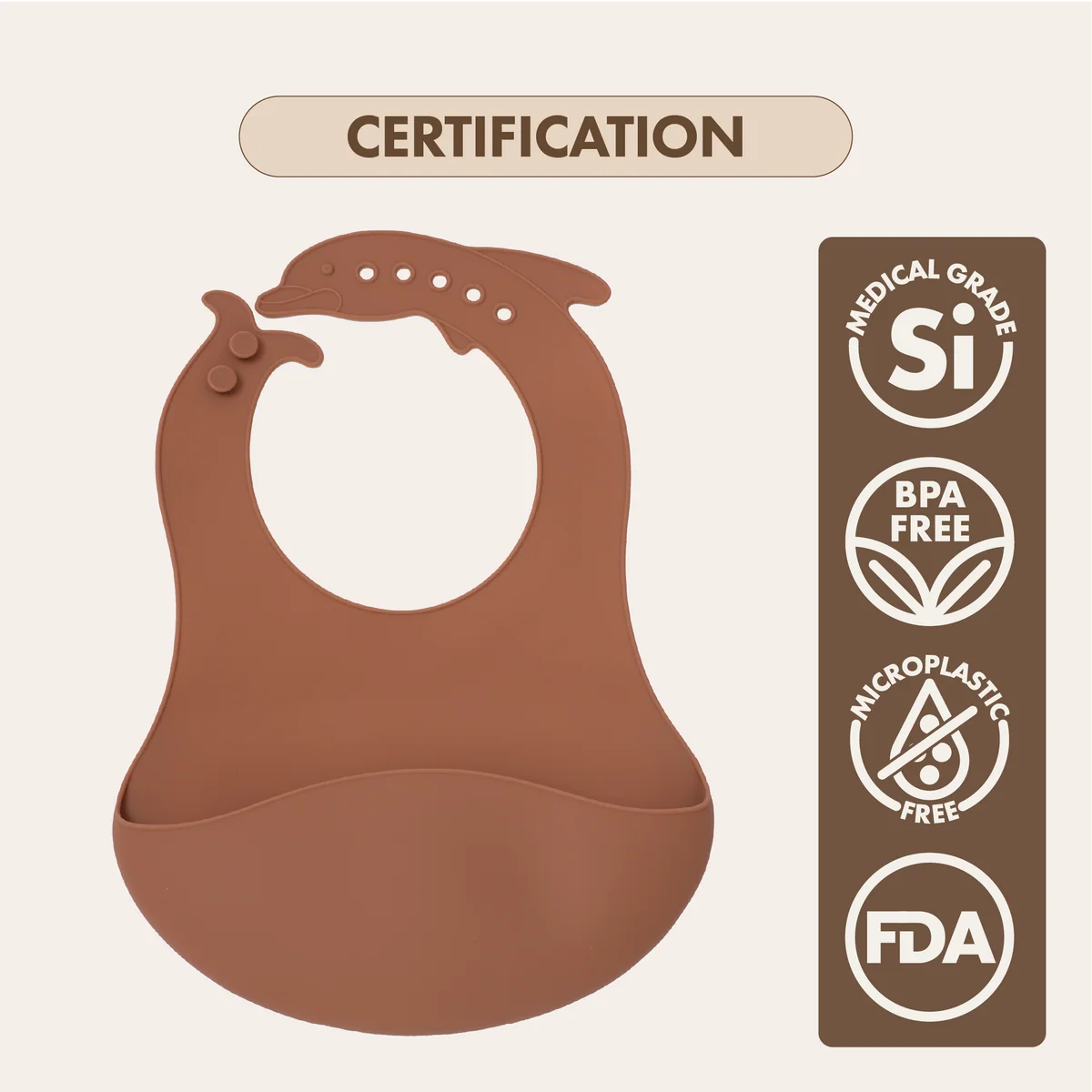 Silicone Catch-All Bib | Cocoa Brown