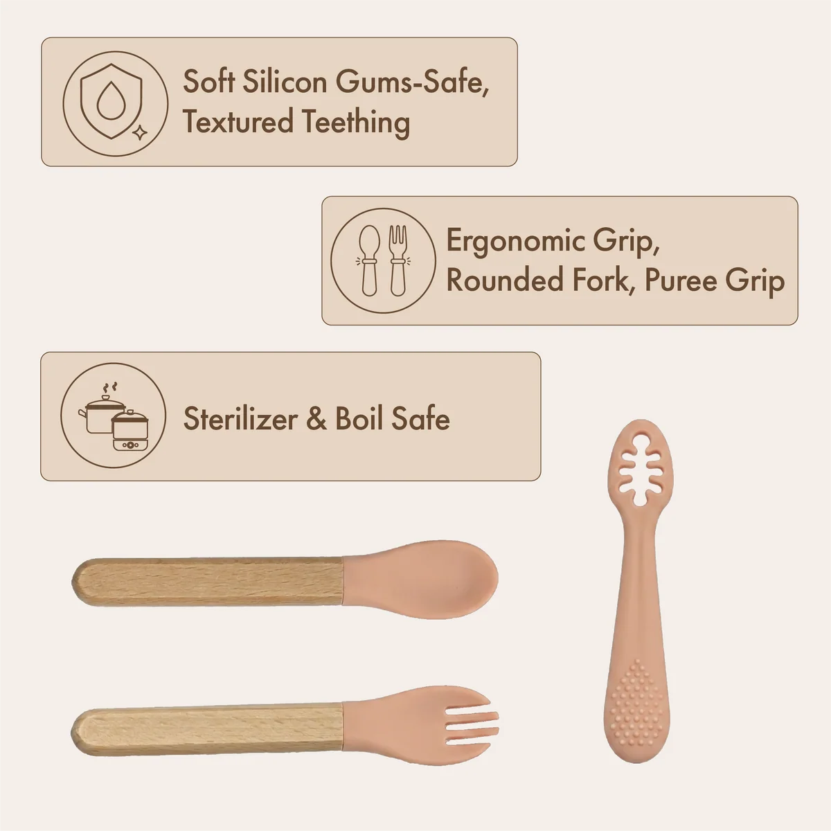 Silicone Cutlery Set | Blush Pink