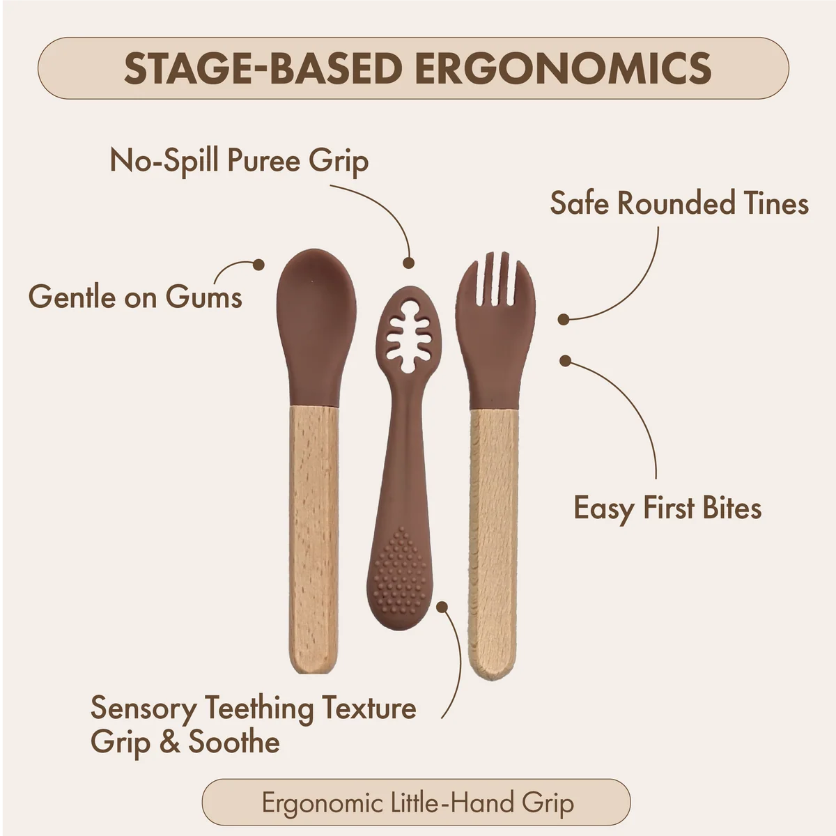 Silicone Cutlery Set | Cocoa Brown