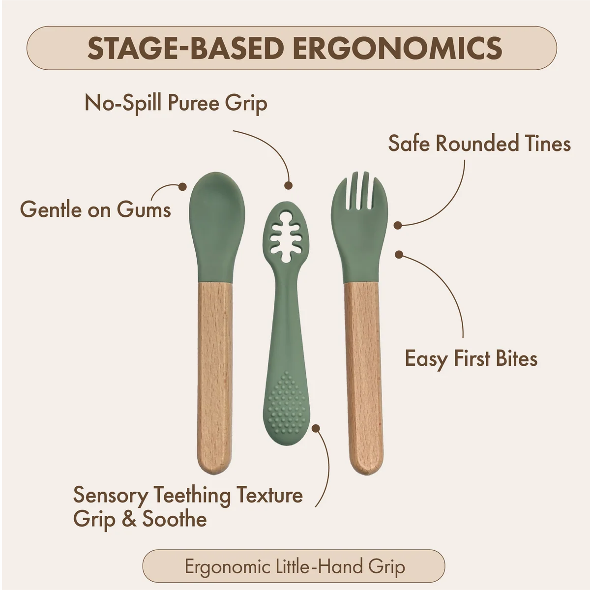 Silicone Cutlery Set | Sage Green