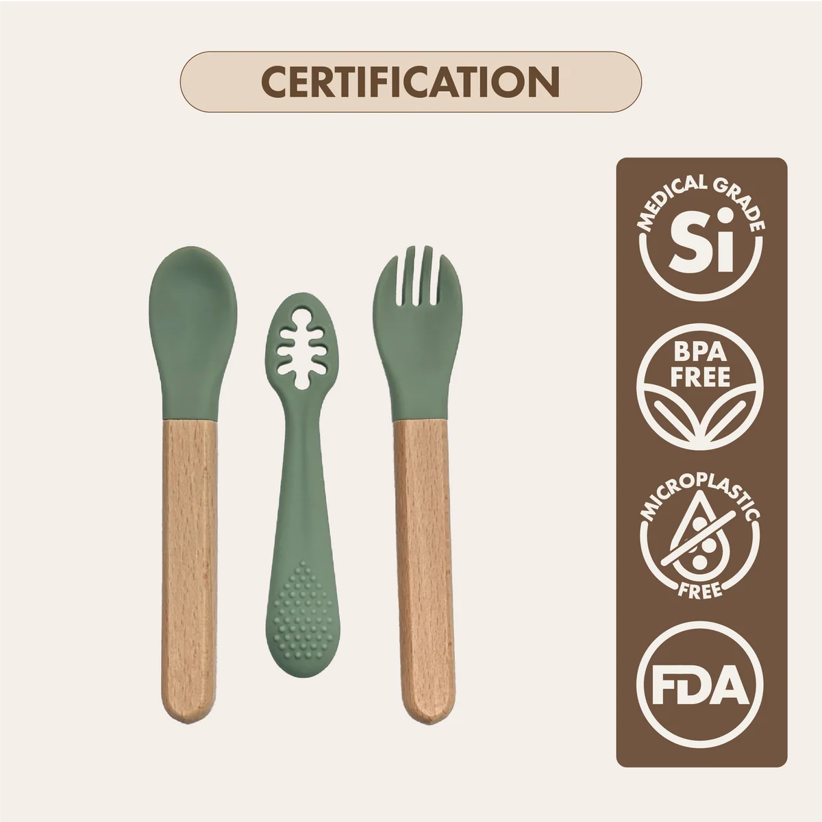 Silicone Cutlery Set | Sage Green
