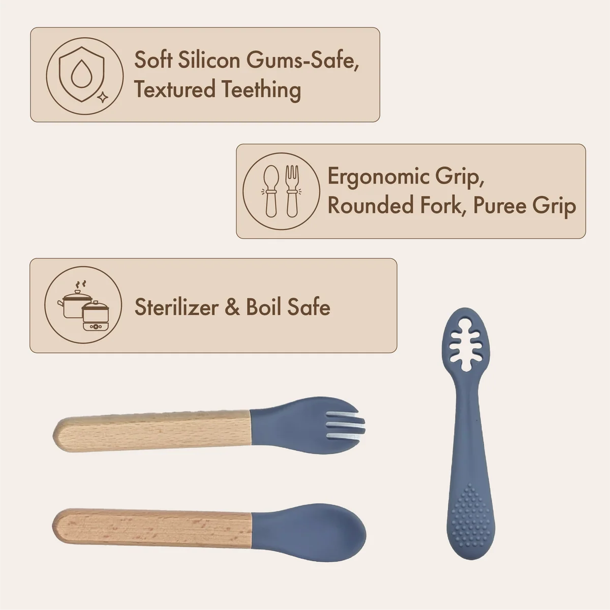 Silicone Cutlery Set | Powder Blue