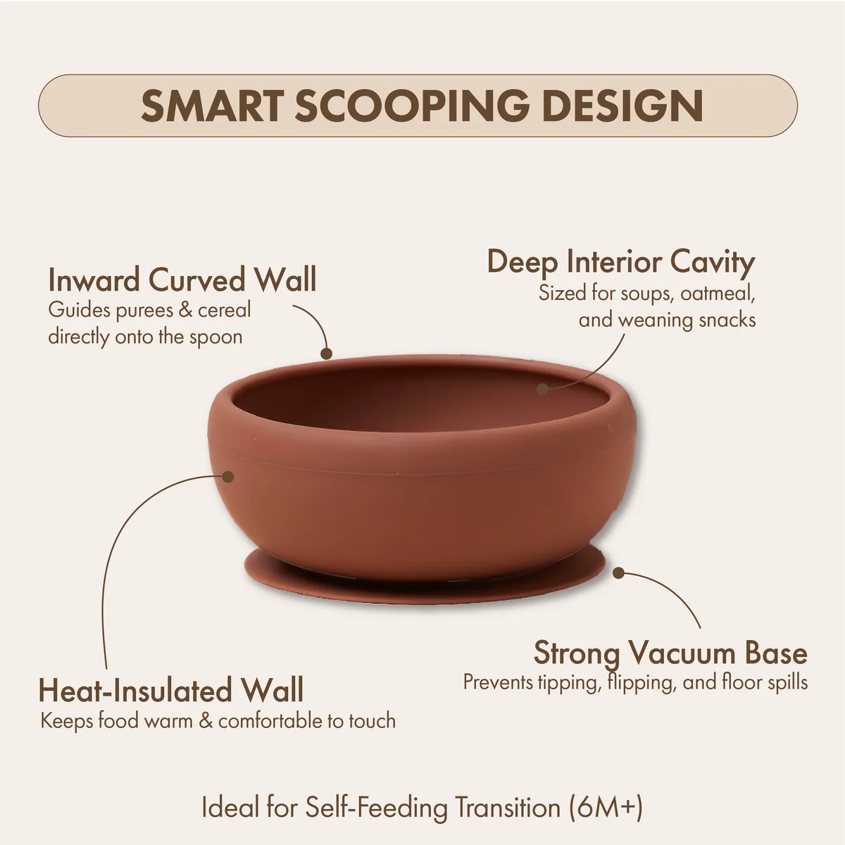 Silicone Suction Feeding Bowl | Cocoa Brown