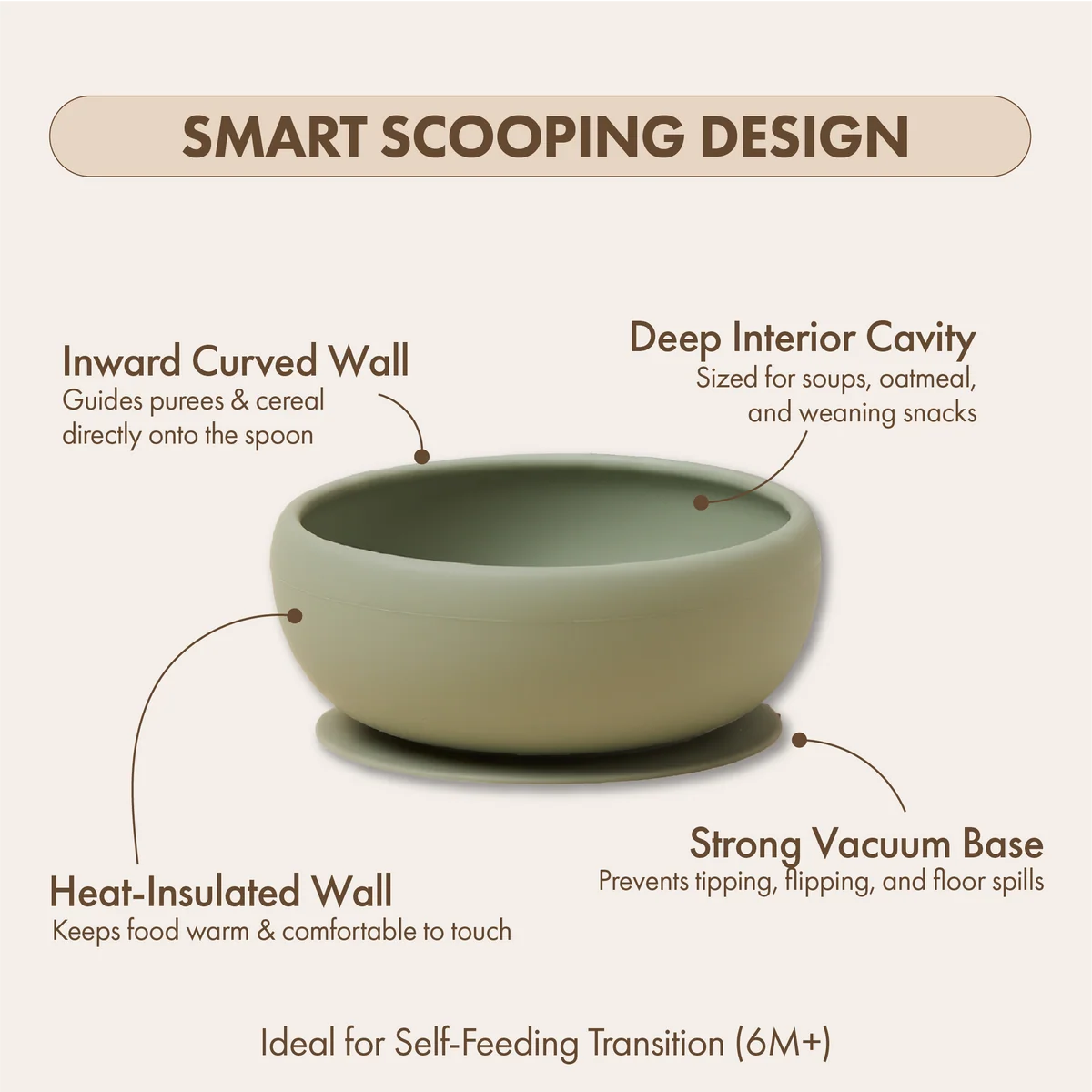 Silicone Suction Feeding Bowl | Sage Green