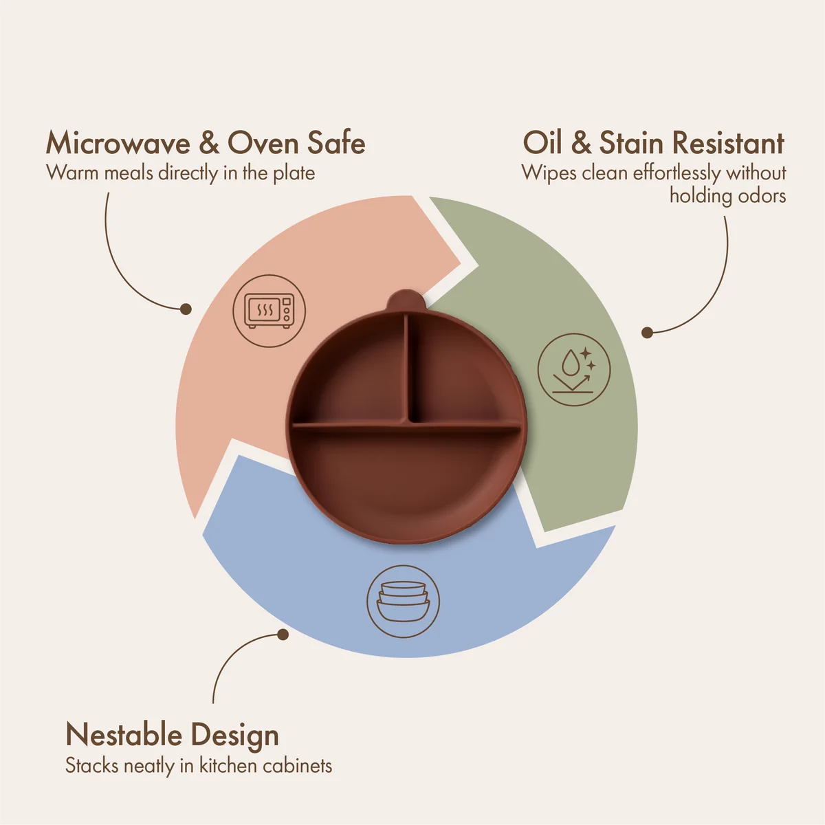 Silicone Suction Feeding Plate | Cocoa Brown