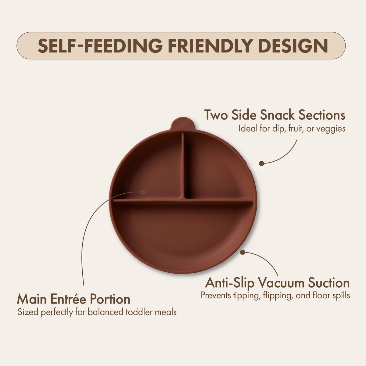 Silicone Suction Feeding Plate | Cocoa Brown