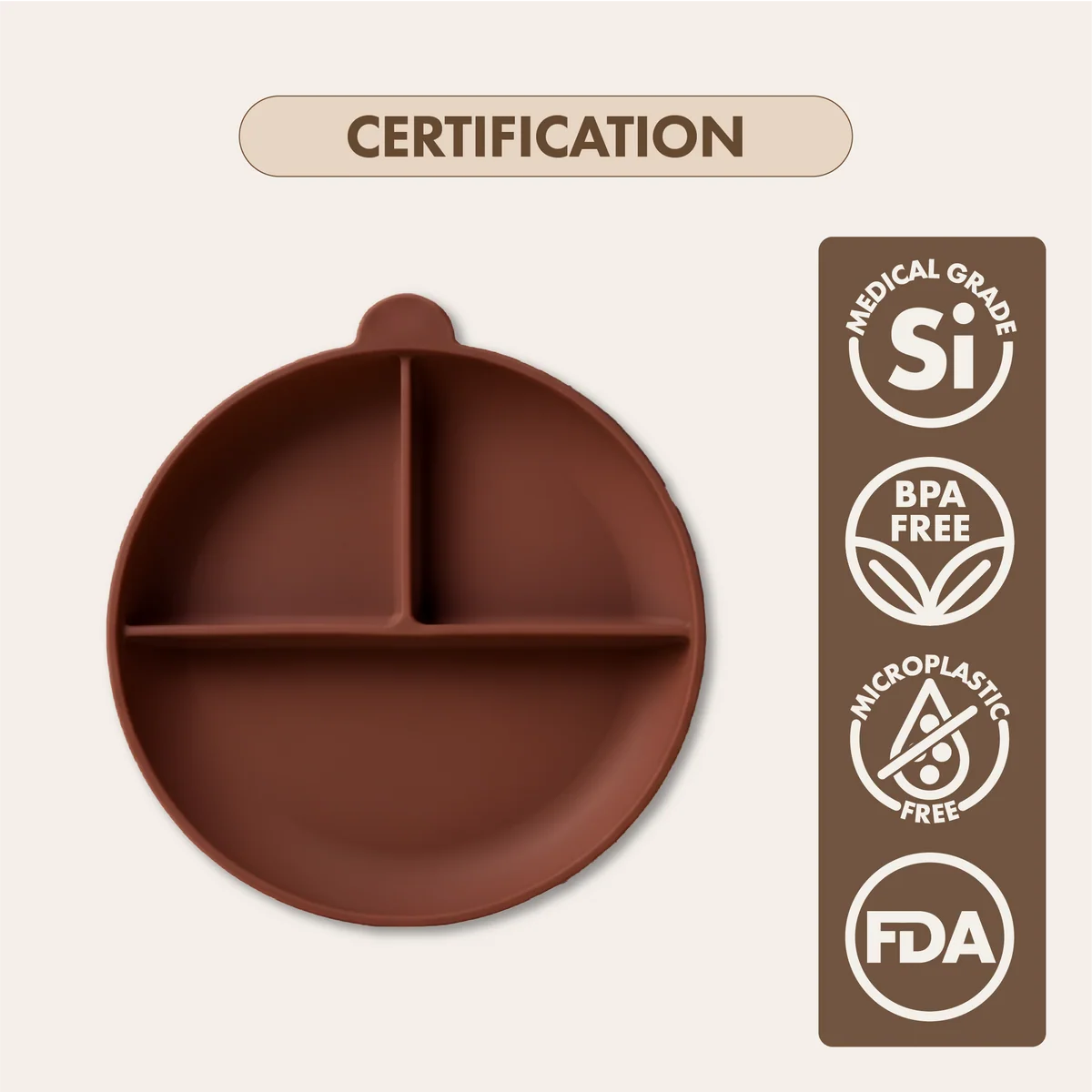 Silicone Suction Feeding Plate | Cocoa Brown