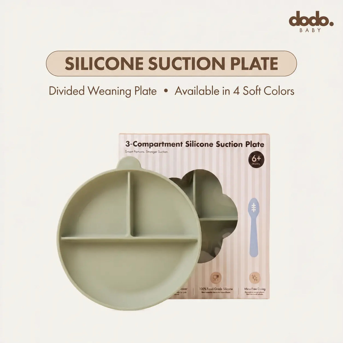 Silicone Suction Feeding Plate | Sage Green