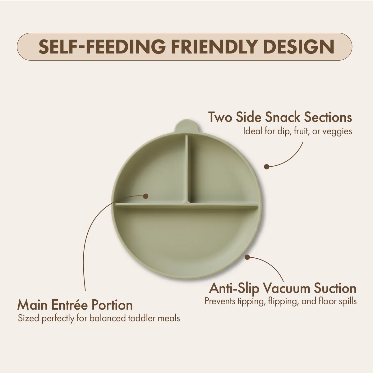 Silicone Suction Feeding Plate | Sage Green