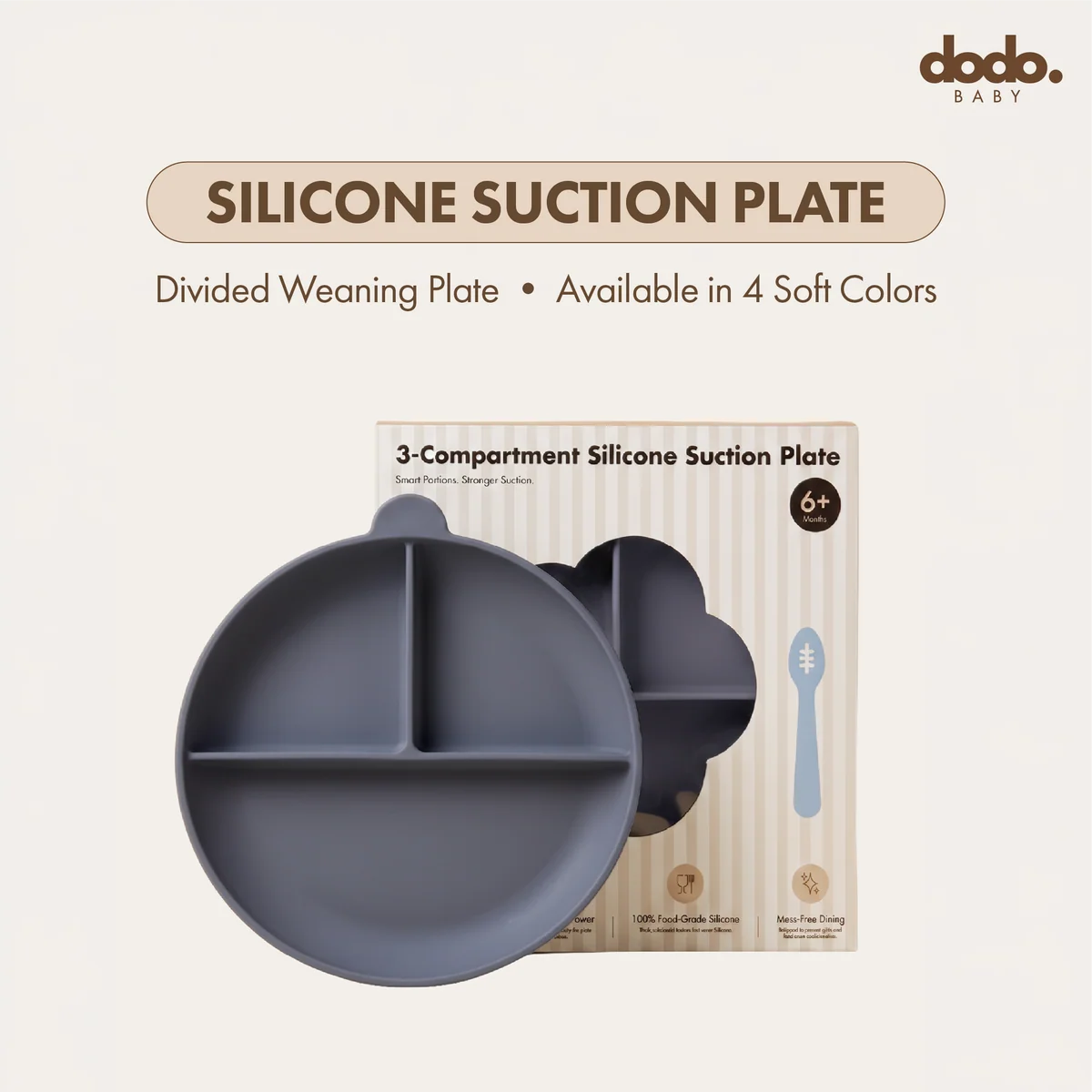 Silicone Suction Feeding Plate | Powder Blue